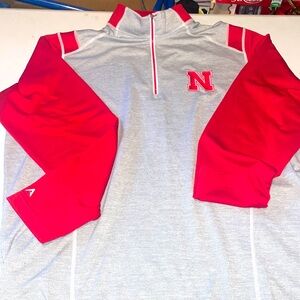 Men's Antigua  gray/Red/white Nebraska Huskers GHalf-Zip Pullover 2016 edition
